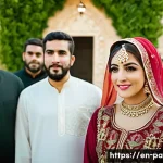 팔레스타인 결혼 문화 - A Palestinian bride wearing a richly embroidered traditional thobe dress in deep red and vibrant gre...